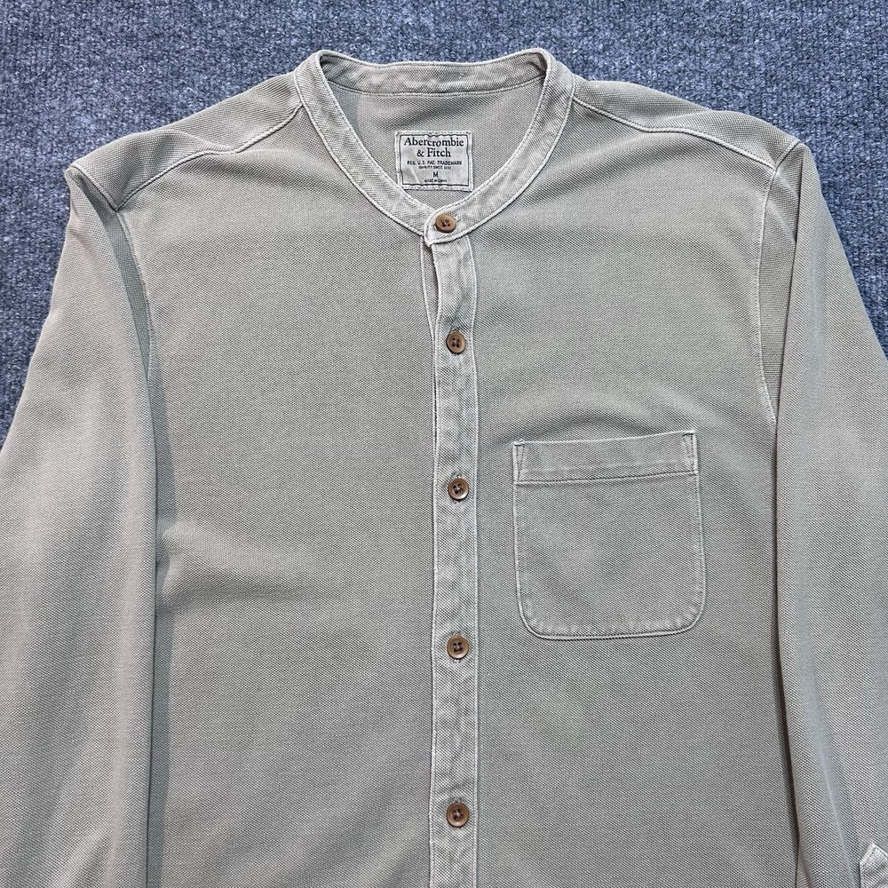 Abercrombie & Fitch Henley Shirt Mens Medium Brown Thermal Casual Layering